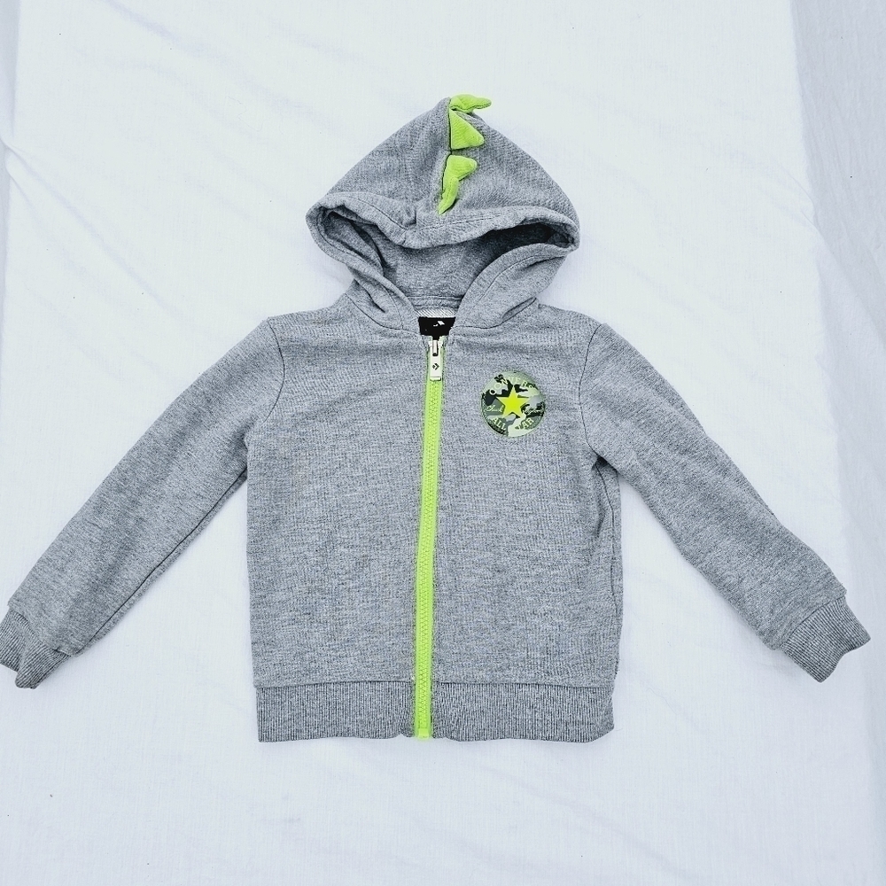 Converse All star Chuck Taylor Dino spiked hoodie. Size 2T gray and green